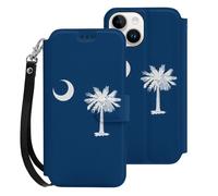 South Carolina Flag Mobile Phone Front Flip Cases Compatible with iPhone 15/15 Plus/15 Pro/15 Pro Max Anti-Scratch Covers