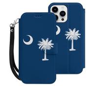 South Carolina Flag Mobile Phone Front Flip Cases Compatible with iPhone 15/15 Plus/15 Pro/15 Pro Max Anti-Scratch Covers