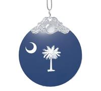 South Carolina Flag print Golden Glass Round Pendant - fit for holiday decoration, home and office decor