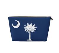 South Carolina Flag Print Makeup Bag for Women Waterproof Leather Travel Toiletry Bag for Toiletries Cosmetic Bag