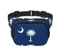 South Carolina Flag Print Square Double Layer bag Waist Bag Trendy Pack Travel Bag with Adjustable Bel, Black, One Size