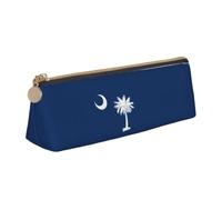 South Carolina Flag Print Triangular Pencil Case Large-Capacity Stationery Organizer Commute Supplies Pouch