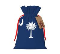 South Carolina Flag Print Xmas Drawstring Wrapping Bags For Xmas Package Storage, Christmas Party Supplies Favors