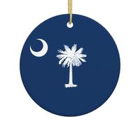 South Carolina Flag Printed Christmas Tree Ceramic Ornaments Holiday Decoration Christmas Unique Pendant for Christmas Party
