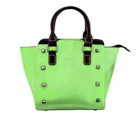 South Carolina Flag Studded Handbag for Women - Women's Large Crossbody Bag Leather Handbag Suitable for Daily Travel, Black, Solid Green, One Size