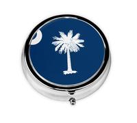 South Carolina Flag This Small, Printed, Round Pill Box is a Portable Pill and Vitamin Organizer Perfect for Pockets, Purses, and Travel.
