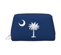 South Carolina Flag Toiletry Cosmetics Bag, Portable Travel Cosmetic Makeup Bag,PVC Leather,with Compartments