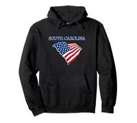 South Carolina Map With American Flag SC Home Vintage Pullover Hoodie