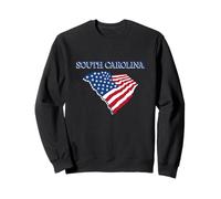 South Carolina Map With American Flag SC Home Vintage Sweatshirt