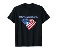 South Carolina Map With American Flag SC Home Vintage T-Shirt