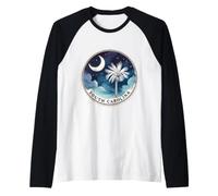 South Carolina, Palmetto Palm, Crescent Moon Raglan Baseball Tee