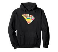 South Carolina Pride Retro Colorful State Outline Art Pullover Hoodie