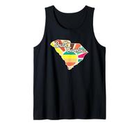 South Carolina Pride Retro Colorful State Outline Art Tank Top