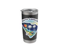 South Carolina Pride State Silhouette with Palmetto Tree Stainless Steel Insulated Tumbler