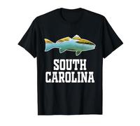 South Carolina Redfish Salt Marsh Coastal Fishing Angler Value Graphic T-Shirt, Men, Black, S