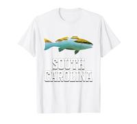 South Carolina Redfish Salt Marsh Coastal Fishing Angler Value Graphic T-Shirt, Men, White, L