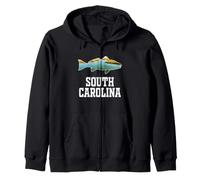 South Carolina Redfish Salt Marsh Coastal Fishing angler Zip Hoodie