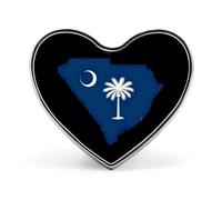 South Carolina State Flag Map Heart Shaped Pin Brooches Metal Badge | Decorate Pin Button Badge,for Backpacks Hat Shirts
