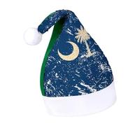South Carolina State Flag Sequins Santa Hat Christmas Cap Xmas Adult Headwear for Holiday Party New Year Festive
