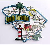 South Carolina State Map and Landmarks Collage Fridge Souvenir Collectible Magnet FMC