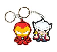 South Coast Jewellery Superhero Keyring Keychain 2D Rubber Bag Pencil Case Charm Pendent Zip Accessory (Iron Man and Thor)