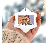 South Dakota Christmas Tree Ornament America States USA Souvenir Gift Keepsake Gift Indoor Home Decor Unique Ceramic Circle Christmas Bauble Present for Kids Children Daughter Son