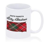South Dakota Coffee Mug 11oz US State Coffee Mug Christmas Red Green Buffalo Plaid Ceramic Mug South Dakota Map Tea Cup Gaming Coffee Mug