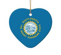 South Dakota Flag Christmas Ceramic Ornaments Decor For Room Home,Gifts, Farmhouse Christmas Tree Haning