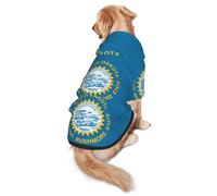 South Dakota Flag Dog Hoodie for Medium Large Dogs, Warm Soft Pet Sweatshirt, Easy to Wear Jumper Clothes