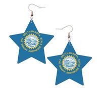 South Dakota Flag Leather Star Shaped Earrings Fashion Accessories Lightweight Festivals Parties Everyday Life