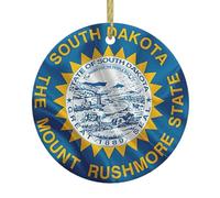 South Dakota Flag Map Delicate Ceramic Christmas Ornaments Hanging for Tree, Fall Ornaments, Halloween Ornaments