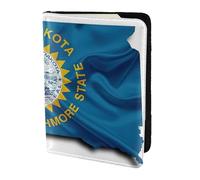 South Dakota Flag Map print Leather Card Case Travel Accessories Passport Holder Cover Wallet for Women Men, Black, One Size