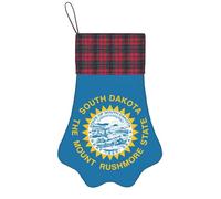 South Dakota Flag Print Christmas Dog Paw Pet Sock Holiday Fireplace Decor Xmas Seasonal Supplies Gift