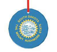 South Dakota Flag Print Christmas Round Glass Pendant,Easter Holiday Parties,Company Family Gatherings