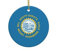 South Dakota Flag Print Christmas Tree Ceramic Hanging, Ceramic Christmas Ornament For Home, Mall, Holiday