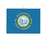 South Dakota Flag Print Dish Drying Mat for Kitchen, Microfiber Dish Draining Pad, Absorbent Countertop Protector