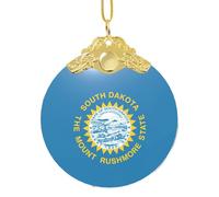 South Dakota Flag print Glass Circular Pendant - Stunning Christmas Tree Hanging Decoration,Holiday Decoration