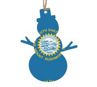 South Dakota Flag Print Holiday Decorations Set, 6pcs Angel Bell Tree Snowman Wooden Ornament For Christmas Hanging