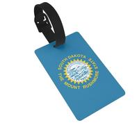 South Dakota Flag Print Luggage Tags with Detachable Wristband, Travel Bag Tags, Easy to Identify