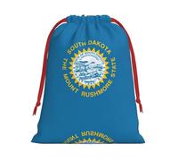 South Dakota Flag Print Ultra Soft Plush Drawstring Gift Bag, Xmas Party Candy Treat Favors, Christmas Holiday Sacks, Wedding Jewelry Pouches