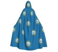 South Dakota Flag print Unisex Medieval Viking Hooded Cape Cloak for Halloween Cosplay, Christmas Party Costume Outfits