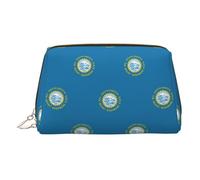 South Dakota Flag Toiletry Cosmetics Bag, Portable Travel Cosmetic Makeup Bag,PVC Leather,with Compartments
