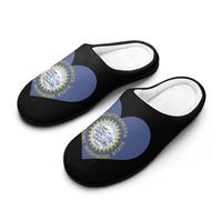 South Dakota Heart Flag Men's Cotton Slippers Indoor House Shoes Warm Gift for Travel Bedroom Hotel 13-14（46-47）