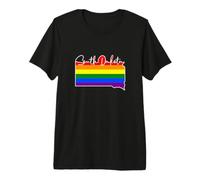 South Dakota Map USA State Rainbow Flag Pride Month Premium T-Shirt