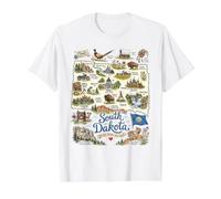 South Dakota, Maps, Icons, USA Value Graphic T-Shirt, Men, White, S