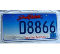 South Dakota Organizational Optional License Plate D 8866" Mount Rushmore Sd 6x12 inches License Plate Sign