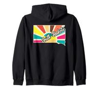 South Dakota Pride Retro State Design Map Art Vibes Zip Hoodie