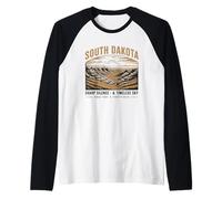 South Dakota Sharp Silence & Timeless Sky Vintage Landscape Raglan Baseball Tee