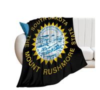 South Dakota State Flag 250GSM Flannel Throws Blanket Lightweight Warm Fleece Knee Blankets for Bed Sofa 60"*80"(150 * 200cm)