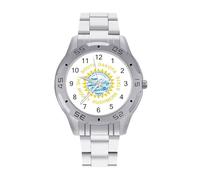 South Dakota State Flag Business Men's Wrist Watches Analog Quartz Stainless Steel Strap Waterproof Watch